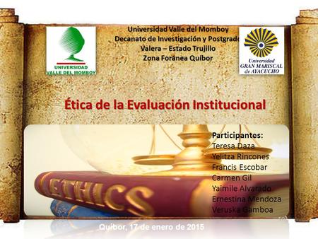 Ética de la Evaluación Institucional