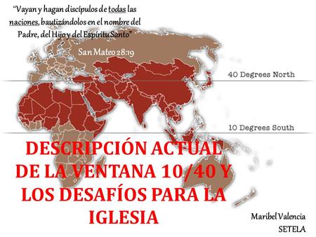 DESCRIPCIÓN ACTUAL DE LA VENTANA 10/40 Y LOS DESAFÍOS PARA LA IGLESIA