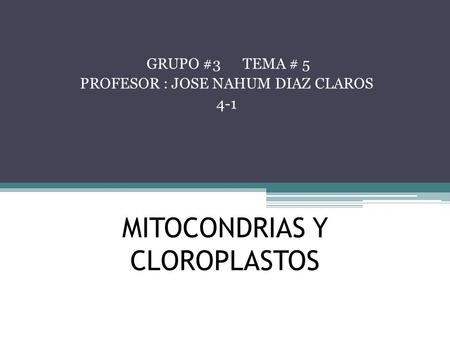 MITOCONDRIAS Y CLOROPLASTOS