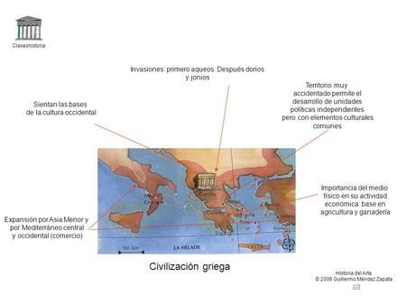 Civilización griega Invasiones: primero aqueos. Después dorios