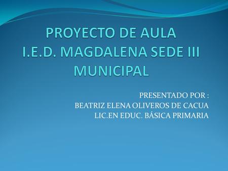 PROYECTO DE AULA I.E.D. MAGDALENA SEDE III MUNICIPAL