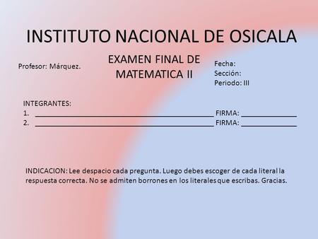 INSTITUTO NACIONAL DE OSICALA
