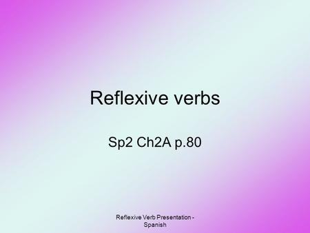 Reflexive Verb Presentation - Spanish Reflexive verbs Sp2 Ch2A p.80.
