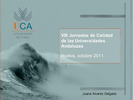 VIII Jornadas de Calidad de las Universidades Andaluzas Huelva, octubre 2011 Juana Álvarez Delgado.