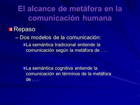 El alcance de metáfora en la comunicación humana