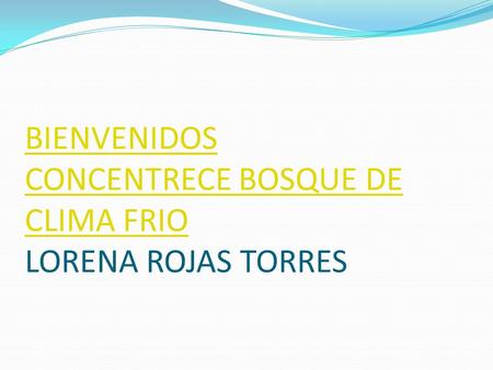 BIENVENIDOS CONCENTRECE BOSQUE DE CLIMA FRIO LORENA ROJAS TORRES