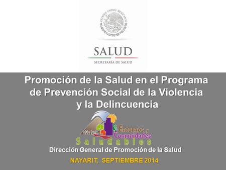 Dirección General de Promoción de la Salud NAYARIT, SEPTIEMBRE 2014 Promoción de la Salud en el Programa de Prevención Social de la Violencia y la Delincuencia.