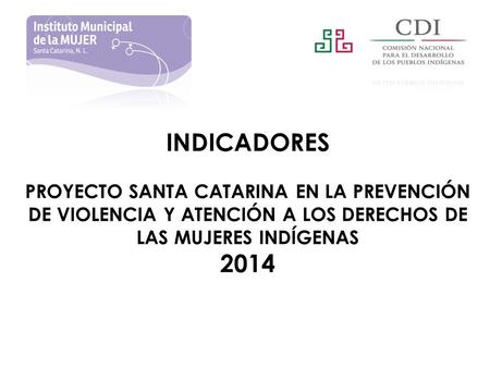 INDICADORES PROYECTO SANTA CATARINA EN LA PREVENCIÓN DE VIOLENCIA Y ATENCIÓN A LOS DERECHOS DE LAS MUJERES INDÍGENAS 2014.
