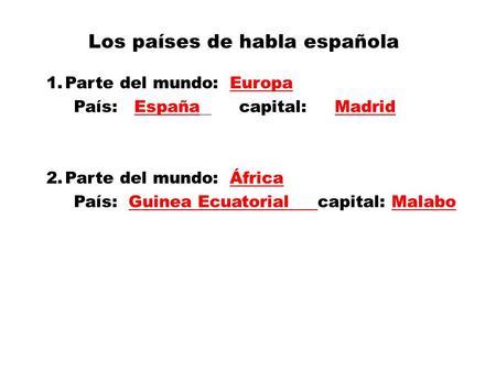 Los países de habla española