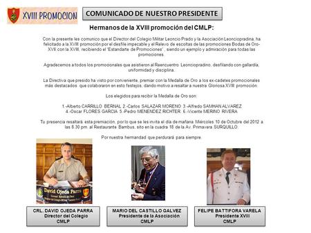 COMUNICADO DE NUESTRO PRESIDENTE