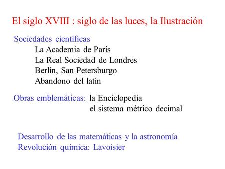 El siglo XVIII : siglo de las luces, la Ilustración