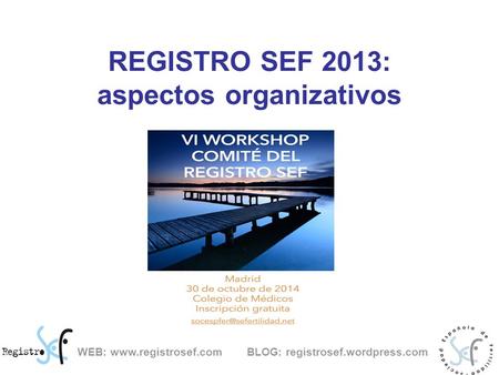 REGISTRO SEF 2013: aspectos organizativos