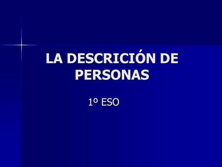LA DESCRICIÓN DE PERSONAS