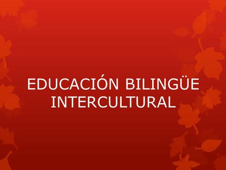 EDUCACIÓN BILINGÜE INTERCULTURAL