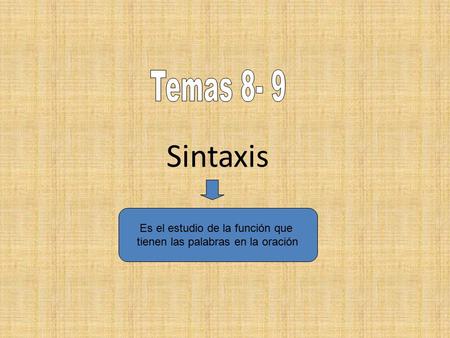 Sintaxis Temas 8- 9 Es el estudio de la función que