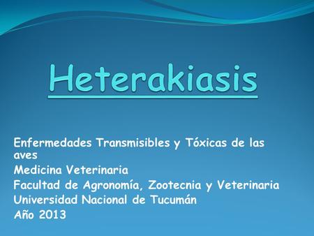Heterakiasis Enfermedades Transmisibles y Tóxicas de las aves