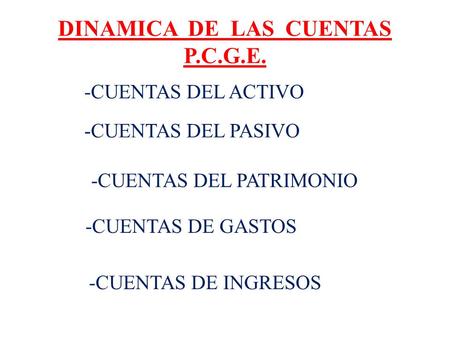 DINAMICA DE LAS CUENTAS P.C.G.E.
