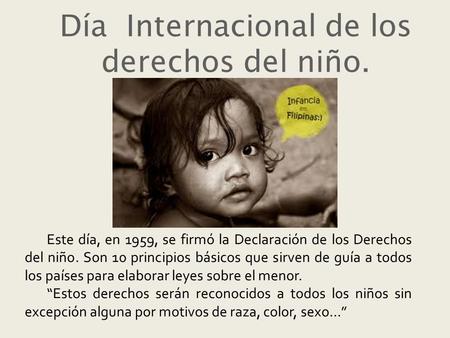 Día Internacional de los derechos del niño.