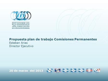 Propuesta plan de trabajo Comisiones Permanentes Esteban Arias Director Ejecutivo 20 de marzo del 2013.