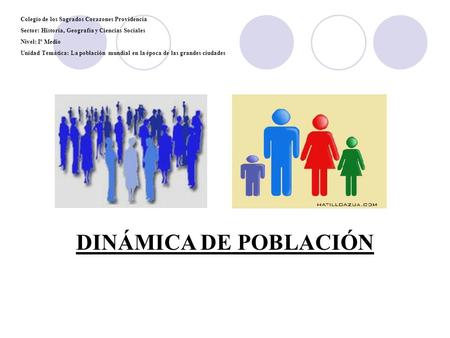 DINÁMICA DE POBLACIÓN Colegio de los Sagrados Corazones Providencia