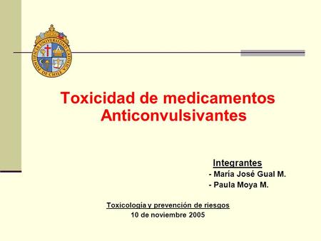 Toxicidad de medicamentos Anticonvulsivantes