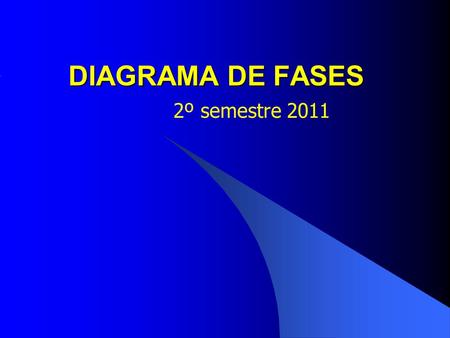 DIAGRAMA DE FASES 2º semestre 2011. DIAGRAMA DE FASES Regla de las fases F + L = C +2 F. Fase. Porción homogénea de un sistema L. Grados de libertad.