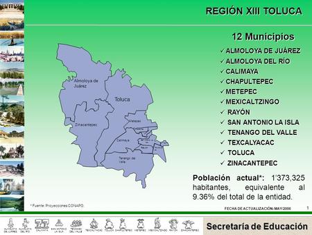 12 Municipios Almoloya de Juárez Toluca Zinacantepec Tenango del Valle