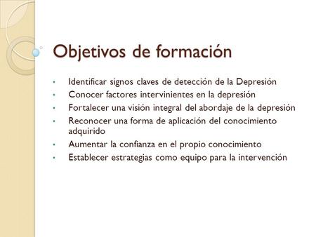 Objetivos de formación