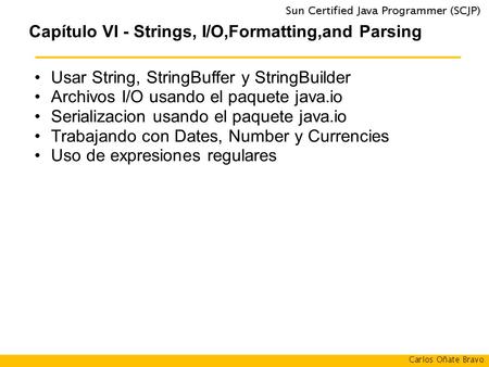 Capítulo VI - Strings, I/O,Formatting,and Parsing