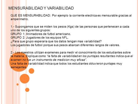 MENSURABILIDAD Y VARIABILIDAD