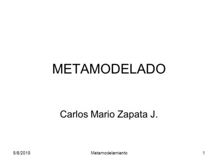 5/8/2015Metamodelamiento1 METAMODELADO Carlos Mario Zapata J.