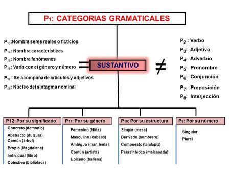 P1: CATEGORIAS GRAMATICALES