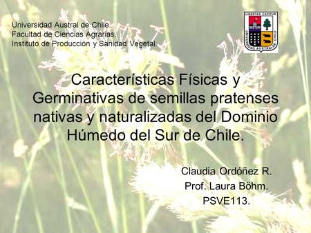 Claudia Ordóñez R. Prof. Laura Böhm. PSVE113.