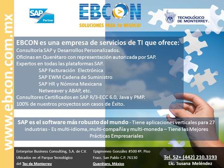 EBCON es una empresa de servicios de TI que ofrece: