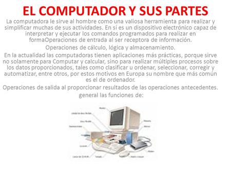 EL COMPUTADOR Y SUS PARTES