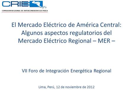 COMISION REGIONAL DE INTERCONEXION ELECTRICA