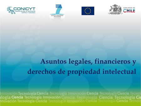 Asuntos legales, financieros y derechos de propiedad intelectual.