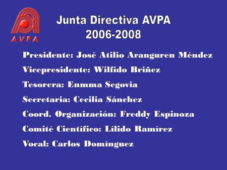 Presidente: José Atilio Aranguren Méndez Vicepresidente: Wilfido Briñez Tesorera: Enmma Segovia Secretaria: Cecilia Sánchez Coord. Organización: Freddy.