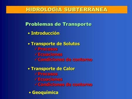 HIDROLOGÍA SUBTERRÁNEA