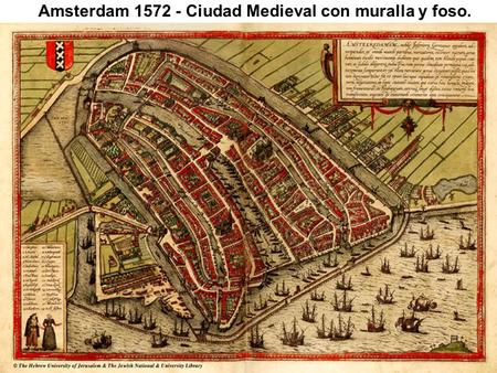 Amsterdam Ciudad Medieval con muralla y foso.