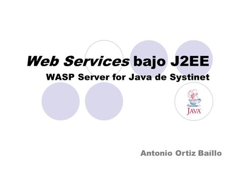 Web Services bajo J2EE WASP Server for Java de Systinet