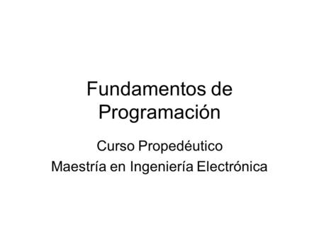 Fundamentos de Programación