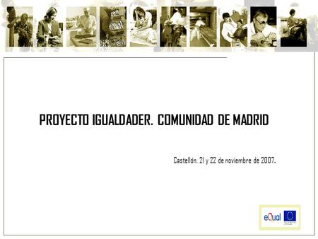 PROYECTO IGUALDADER. COMUNIDAD DE MADRID Castellón, 21 y 22 de noviembre de 2007.