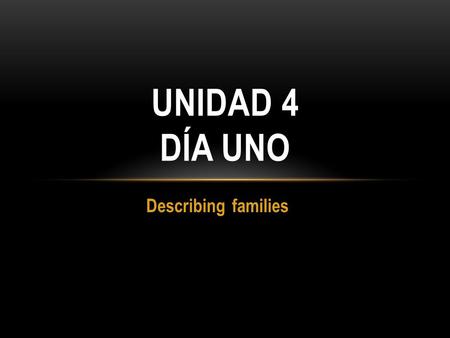 Describing families UNIDAD 4 DÍA UNO. VÁMONOS Using vocab you already know, write three sentences in Spanish about your family (they don’t have to be.
