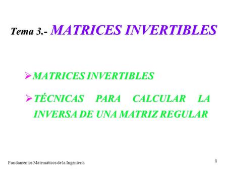 Tema 3.- MATRICES INVERTIBLES
