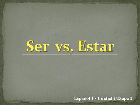 Español 1 - Unidad 2/Etapa 2. Permanent Condition Temporary Condition.