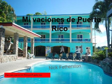 Mi vaciones de Puerto Rico Nick Fetherston the Lazy parrot inn:Rincon Puerto rico.