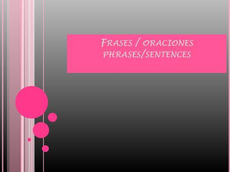 Frases / oraciones phrases/sentences