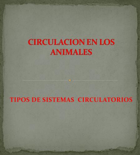 CIRCULACION EN LOS ANIMALES