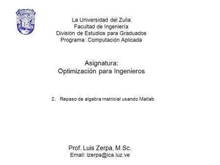 Optimización para Ingenieros